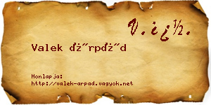 Valek Árpád névjegykártya