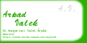 arpad valek business card